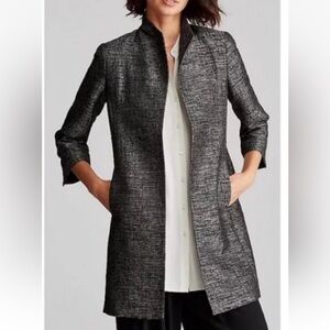 Eileen Fisher Black Jacquard Open Blazer Size XS